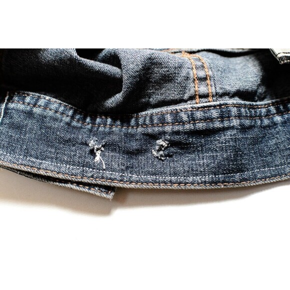 Calvin Klein Jeans Denim Jacket M  hand decorated with striped fabric trim - Picture 9 of 10